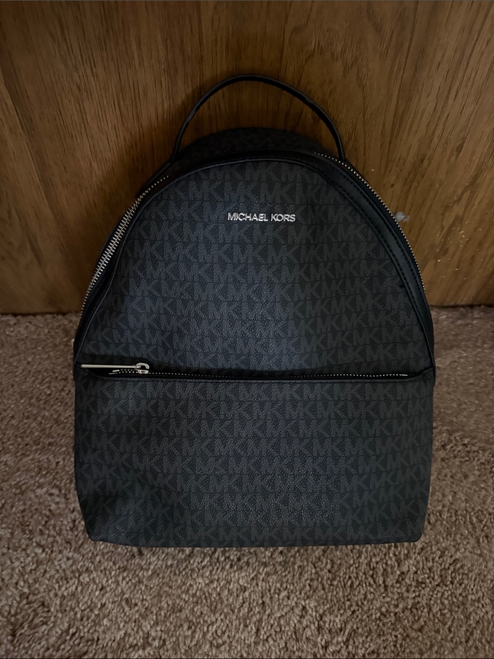 Michael Kors Black Monogram Mini Backpack